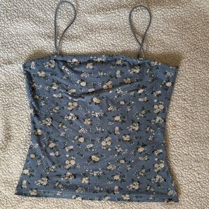 Belle Tweed Floral Print Camisole in Blue